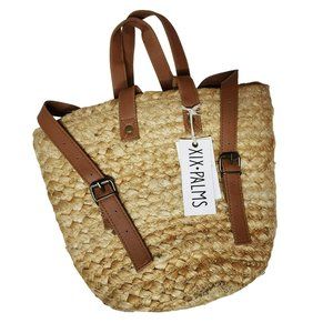 XIX Palms The Shore Break Picnic Cooler Bag Jute Woven Backpack
